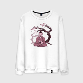 Мужской свитшот хлопок с принтом Будда Сакура , 100% хлопок |  | buddha | medidate | medidation | sakura | yoga | буда | будда | йога | медитация | сакура | япония