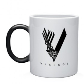 Кружка хамелеон с принтом VIKINGS. , керамика | меняет цвет при нагревании, емкость 330 мл | series | series vikings | vikings | викинги | сериал | сериал викинги