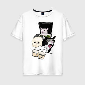 Женская футболка хлопок Oversize с принтом woman yelling at cat , 100% хлопок | свободный крой, круглый ворот, спущенный рукав, длина до линии бедер
 | mem | woman yelling at cat | женщина кричит на кота | мем