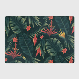 Магнитный плакат 3Х2 с принтом Тропический комуфляж , Полимерный материал с магнитным слоем | 6 деталей размером 9*9 см | букет | бутон | джунгли | зелёный | красный | лепестки | лепесток | лес | листья | папоротник | синий | тропики | цветок