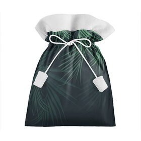 Подарочный 3D мешок с принтом Пальмовый узор , 100% полиэстер | Размер: 29*39 см | джунгли | зелёный | лепестки | лепесток | лес | листья | пальма | пальмы | папоротник | салатовый | тропики | черный