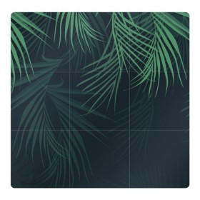 Магнитный плакат 3Х3 с принтом Пальмовый узор , Полимерный материал с магнитным слоем | 9 деталей размером 9*9 см | джунгли | зелёный | лепестки | лепесток | лес | листья | пальма | пальмы | папоротник | салатовый | тропики | черный