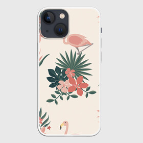 Чехол для iPhone 13 mini с принтом Розовый фламинго и цветы ,  |  | animal | bird | flamingo | pink | pnik flamingo | животные | папоротник | птицы | розовый | розовый фламинго | фламинго | цветы