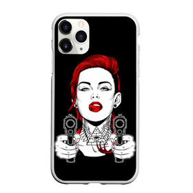 Чехол для iPhone 11 Pro Max матовый с принтом Woman is holding a gun , Силикон |  | Тематика изображения на принте: girl | guns | tattoo | woman | девушка | красотка | масоны | оружие | пистолеты | тату | треугольник