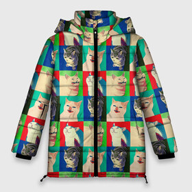 Женская зимняя куртка 3D с принтом mem cats , верх — 100% полиэстер; подкладка — 100% полиэстер; утеплитель — 100% полиэстер | длина ниже бедра, силуэт Оверсайз. Есть воротник-стойка, отстегивающийся капюшон и ветрозащитная планка. 

Боковые карманы с листочкой на кнопках и внутренний карман на молнии | mem cats | винтаж | интернет прикол | мемы про котов | ретро