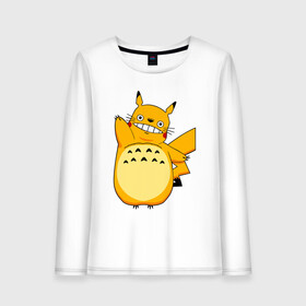 Женский лонгслив хлопок с принтом Pika Totoro , 100% хлопок |  | forest | friend | ghibli | japan | keeper | miyazaki | nature | neigbor | neighbour | pikachu | pokemon | totoro | анимация | аниме | гибли | друг | животные | лес | любовь | милый | мир | миядзаки | мульт | мультфильм | пика | пикачу | покемон | приключе