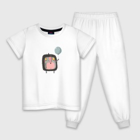 Детская пижама хлопок с принтом Ёжик , 100% хлопок |  брюки и футболка прямого кроя, без карманов, на брюках мягкая резинка на поясе и по низу штанин
 | cartoon | ёжик | шарик