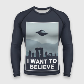 Мужской рашгард 3D с принтом I want to believe ,  |  | believe | gillian anderson | mulder | scully | ufo | want | инопланетяне | космос | нло | пришельцы | я хочу верить