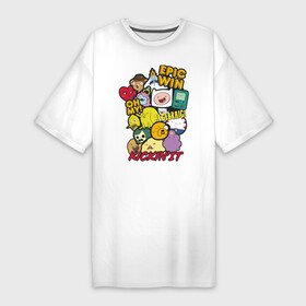 Платье-футболка хлопок с принтом Heroes Adventure Time ,  |  | adventure time | bmo | dsgngerzen | finn | ice king | jake | princess bubblegum | vdgerir | время приключений | парнишка | пёс | пес джейк | фин | финн и джейк