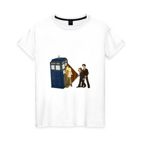 Женская футболка хлопок с принтом Доктор Кто - The X-Files , 100% хлопок | прямой крой, круглый вырез горловины, длина до линии бедер, слегка спущенное плечо | doctor who | the x files | доктор кто | секретные материалы | сериал  doctor who | сериал доктор кто | сериалы | фильмы