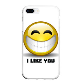 Чехол для iPhone 7Plus/8 Plus матовый с принтом I like you , Силикон | Область печати: задняя сторона чехла, без боковых панелей | emoji | зубы | интернет | любовь | мем | настроение | симпатия | смайл | смайлик | улыбка | эмоджи