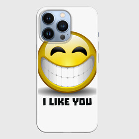Чехол для iPhone 13 Pro с принтом I like you ,  |  | emoji | зубы | интернет | любовь | мем | настроение | симпатия | смайл | смайлик | улыбка | эмоджи