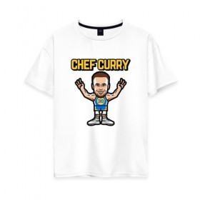 Женская футболка хлопок Oversize с принтом Chef Curry , 100% хлопок | свободный крой, круглый ворот, спущенный рукав, длина до линии бедер
 | and1 | basketball | curry | game | golden state | nba | player | slam dunk | sport | stephen | streetball | team | warriors | баскетбол | баскетболист | игра | игрок | карри | мяч | нба | победа | слэм данк | спорт | стефен | тренер | чемпион