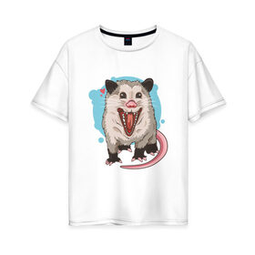 Женская футболка хлопок Oversize с принтом Крыска , 100% хлопок | свободный крой, круглый ворот, спущенный рукав, длина до линии бедер
 | 