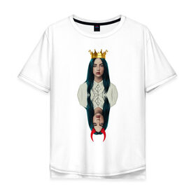 Мужская футболка хлопок Oversize с принтом Билли Айлиш , 100% хлопок | свободный крой, круглый ворот, “спинка” длиннее передней части | билли айлиш | дама | дьявол | знаменитость | королева | корона | рога