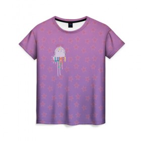 Женская футболка 3D с принтом Lumpy Space Princess , 100% полиэфир ( синтетическое хлопкоподобное полотно) | прямой крой, круглый вырез горловины, длина до линии бедер | adventure time | dsgngerzen | finn | jake | lumpy space princess | princess bubblegum | vdgerir