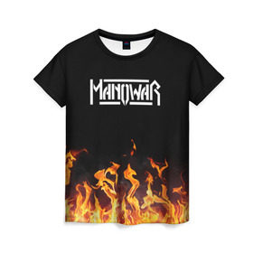 Женская футболка 3D с принтом Manowar , 100% полиэфир ( синтетическое хлопкоподобное полотно) | прямой крой, круглый вырез горловины, длина до линии бедер | man of war | manowar | music | rock | мановар | музыка | рок