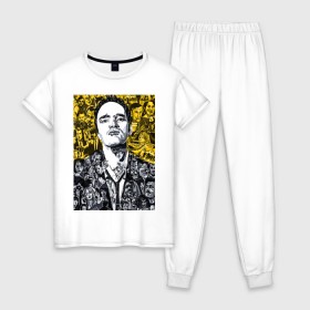 Женская пижама хлопок с принтом Tarantino x films , 100% хлопок | брюки и футболка прямого кроя, без карманов, на брюках мягкая резинка на поясе и по низу штанин | здезда | квентин | тарантино | фильм