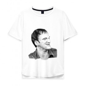 Мужская футболка хлопок Oversize с принтом Квентин Тарантино , 100% хлопок | свободный крой, круглый ворот, “спинка” длиннее передней части | 