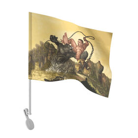 Флаг для автомобиля с принтом Aniki Fight Art , 100% полиэстер | Размер: 30*21 см | aniki | aquarell | art | billy | billy herrington | gachi | gachimuchi | van | акварель | аники | арт | вэн | гачи | гачибасс | гачимучи