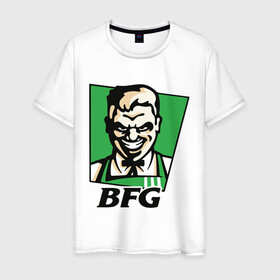Мужская футболка хлопок с принтом BFG , 100% хлопок | прямой крой, круглый вырез горловины, длина до линии бедер, слегка спущенное плечо. | Тематика изображения на принте: bfg | doom | doom eternal | дум