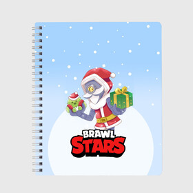 Тетрадь с принтом Brawl Stars Christmas Barley , 100% бумага | 48 листов, плотность листов — 60 г/м2, плотность картонной обложки — 250 г/м2. Листы скреплены сбоку удобной пружинной спиралью. Уголки страниц и обложки скругленные. Цвет линий — светло-серый
 | bo | brawl | brock | bull | colt | dynamike | elprimo | jessie | leon | moba | nita | shelly | stars | бо | брок | булл | джесси | динамайк | кольт | леон | нита | шелли | эльпримо