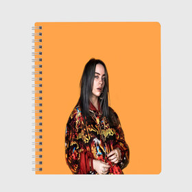 Тетрадь с принтом Billie eilish (+ на спине) , 100% бумага | 48 листов, плотность листов — 60 г/м2, плотность картонной обложки — 250 г/м2. Листы скреплены сбоку удобной пружинной спиралью. Уголки страниц и обложки скругленные. Цвет линий — светло-серый
 | billie | eilish | xanny | айлишь | билли