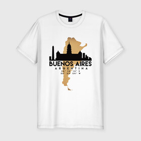 Мужская футболка хлопок Slim с принтом Буэнос-Айрес (Аргентина) , 92% хлопок, 8% лайкра | приталенный силуэт, круглый вырез ворота, длина до линии бедра, короткий рукав | argentina | city | messi | travel | аргентина | город | европа | карта | курорт | месси | мир | приключение | путешествие | столица | страна | тиризм | турист | флаг