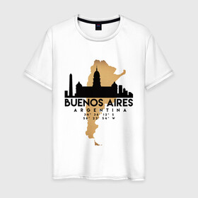 Мужская футболка хлопок с принтом Буэнос-Айрес (Аргентина) , 100% хлопок | прямой крой, круглый вырез горловины, длина до линии бедер, слегка спущенное плечо. | argentina | city | messi | travel | аргентина | город | европа | карта | курорт | месси | мир | приключение | путешествие | столица | страна | тиризм | турист | флаг