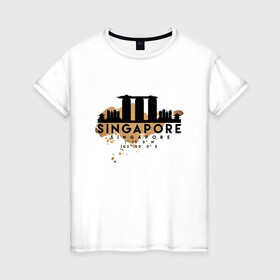Женская футболка хлопок с принтом Сингапур , 100% хлопок | прямой крой, круглый вырез горловины, длина до линии бедер, слегка спущенное плечо | city | singapore | travel | город | европа | карта | курорт | мир | приключение | путешествие | сингапур | столица | страна | тиризм | турист | флаг