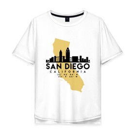 Мужская футболка хлопок Oversize с принтом Сан-Диего (Калифрния) , 100% хлопок | свободный крой, круглый ворот, “спинка” длиннее передней части | america | california | city | travel | usa | америка | город | европа | калифорния | карта | мир | приключение | путешествие | сан диего | столица | страна | сша | туризм | турист | флаг