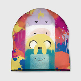 Шапка 3D с принтом Adventure Time , 100% полиэстер | универсальный размер, печать по всей поверхности изделия | adventure time | dsgnosadchaya | vdosadir | бимо | время приключений | джейк | пендлтон уорд | пупырка | финн