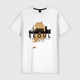 Мужская футболка хлопок Slim с принтом Сеул (Южная Корея) , 92% хлопок, 8% лайкра | приталенный силуэт, круглый вырез ворота, длина до линии бедра, короткий рукав | city | korea | seoul | travel | город | европа | карта | корея | мир | приключение | путешествие | сеул | столица | страна | туризм | турист | флаг