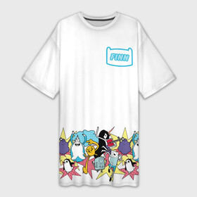 Платье-футболка 3D с принтом Finn Adventure Time ,  |  | adventure time | dsgnosadchaya | vdosadir | бимо | время приключений | гантер | джейк | марселин | пендлтон уорд | пупырка | снежный король | финн