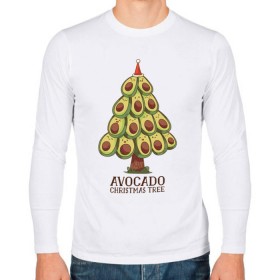 Мужской лонгслив хлопок с принтом Елочка Авокадо , 100% хлопок |  | avocado | christmas | deer | new year | santa | tree | winter | авокадо | дед мороз | ёлочка | зима | зимние | новый год | санта