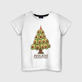 Детская футболка хлопок с принтом Елочка Авокадо , 100% хлопок | круглый вырез горловины, полуприлегающий силуэт, длина до линии бедер | avocado | christmas | deer | new year | santa | tree | winter | авокадо | дед мороз | ёлочка | зима | зимние | новый год | санта