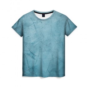 Женская футболка 3D с принтом Оттенки синего , 100% полиэфир ( синтетическое хлопкоподобное полотно) | прямой крой, круглый вырез горловины, длина до линии бедер | камень | краска | краски | синий | стена | текстура | фон | штукатурка