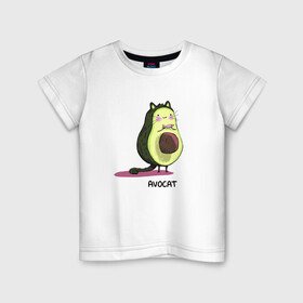 Детская футболка хлопок с принтом Авокот , 100% хлопок | круглый вырез горловины, полуприлегающий силуэт, длина до линии бедер | avocat | авокадо | кот | рисунок