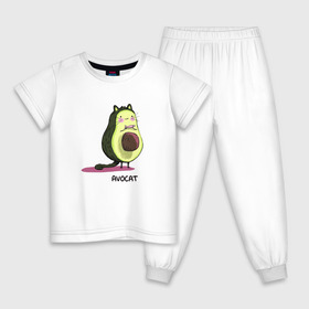 Детская пижама хлопок с принтом Авокот , 100% хлопок |  брюки и футболка прямого кроя, без карманов, на брюках мягкая резинка на поясе и по низу штанин
 | avocat | авокадо | кот | рисунок
