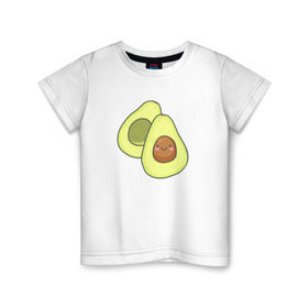Детская футболка хлопок с принтом Авокадо , 100% хлопок | круглый вырез горловины, полуприлегающий силуэт, длина до линии бедер | авокадо | рисунок