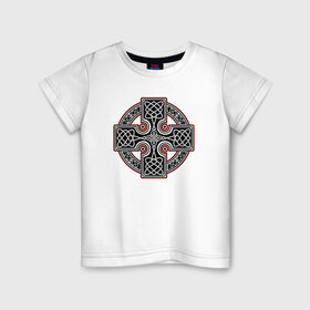Детская футболка хлопок с принтом Кельтский крест , 100% хлопок | круглый вырез горловины, полуприлегающий силуэт, длина до линии бедер | кельтские | кельтский | крест | культура | славяне