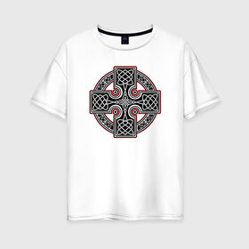 Женская футболка хлопок Oversize с принтом Кельтский крест , 100% хлопок | свободный крой, круглый ворот, спущенный рукав, длина до линии бедер
 | кельтские | кельтский | крест | культура | славяне