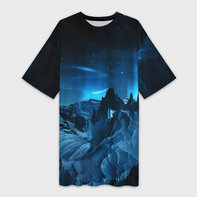 Платье-футболка 3D с принтом Северное сияние ,  |  | Тематика изображения на принте: galaxy | nasa | nebula | space | star | абстракция | вселенная | галактика | звезда | звезды | космический | наса | планеты