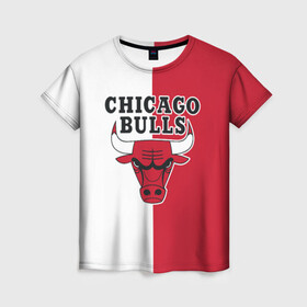 Женская футболка 3D с принтом CHICAGO BULLS , 100% полиэфир ( синтетическое хлопкоподобное полотно) | прямой крой, круглый вырез горловины, длина до линии бедер | bulls | chicago | chicago bulls | nba | red bulls | usa | америка | быки | нба | сша | чикаго буллс