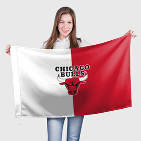 Флаг 3D с принтом CHICAGO BULLS , 100% полиэстер | плотность ткани — 95 г/м2, размер — 67 х 109 см. Принт наносится с одной стороны | bulls | chicago | chicago bulls | nba | red bulls | usa | америка | быки | нба | сша | чикаго буллс