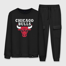 Мужской костюм хлопок с принтом CHICAGO BULLS , 100% хлопок | на свитшоте круглая горловина, мягкая резинка по низу. Брюки заужены к низу, на них два вида карманов: два “обычных” по бокам и два объемных, с клапанами, расположенные ниже линии бедра. Брюки с мягкой трикотажной резинкой на поясе и по низу штанин. В поясе для дополнительного комфорта — широкие завязки | bulls | chicago | chicago bulls | nba | red bulls | usa | америка | быки | нба | сша | чикаго буллс