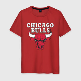 Мужская футболка хлопок с принтом CHICAGO BULLS , 100% хлопок | прямой крой, круглый вырез горловины, длина до линии бедер, слегка спущенное плечо. | bulls | chicago | chicago bulls | nba | red bulls | usa | америка | быки | нба | сша | чикаго буллс