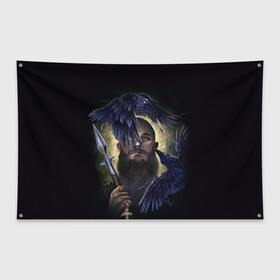 Флаг-баннер с принтом vikings , 100% полиэстер | размер 67 х 109 см, плотность ткани — 95 г/м2; по краям флага есть четыре люверса для крепления | ragnar | raven | travis fimmel | vikings | викинги | вороны | норвегия | рагнар лодброк | скандинавия | трэвис фиммел