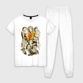 Женская пижама хлопок с принтом Фильмы Тарантино , 100% хлопок | брюки и футболка прямого кроя, без карманов, на брюках мягкая резинка на поясе и по низу штанин | tarantino | тарантино
