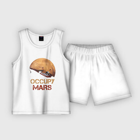 Детская пижама с шортами хлопок с принтом Захватить Марс ,  |  | earth | mars | moon | nasa | red | space | астронавт | гагарин | земля | инопланетянин | комета | космонавт | космос | красный | луна | марс | марсианин | мереорит | наса | нло | планета | пришелец | ракета | солнце